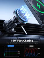 Cooling Fan Magnetic Wireless Car Charger Mount-Black - Image 6