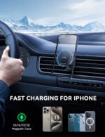 Cooling Fan Magnetic Wireless Car Charger Mount-Black - Image 2