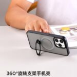 Magnetic Protective Phone Case with Holder for iP 15 6.1"-Transparent