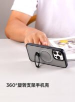 Magnetic Protective Phone Case with Holder for iP 15 6.1"-Transparent