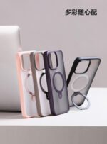 Magnetic Protective Phone Case with Holder for iP 15 6.1"-Transparent - Image 3